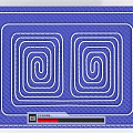 White Spiral Radiator Pipes Design On Blue Background With Symmetrical Structure