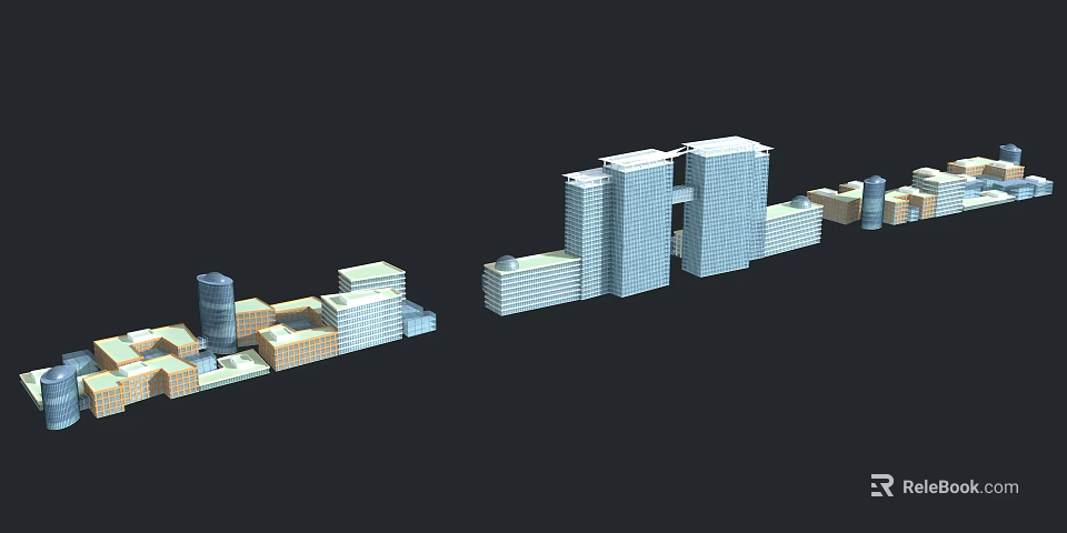 Modern Urban Building Complex 3D Model With Various Architectural Styles 3d model 