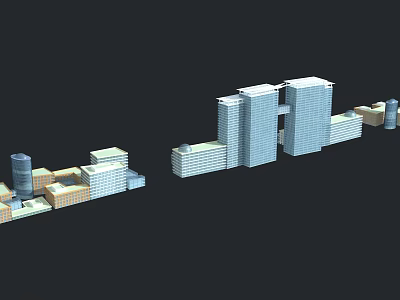 Modern Urban Building Complex 3D Model With Various Architectural Styles 3d model