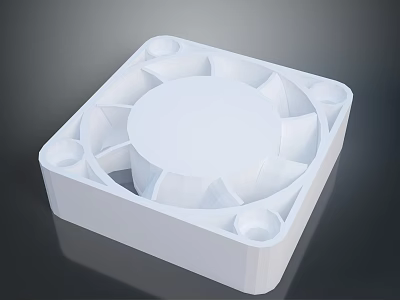 White Square Electronic Cooling Fan with Circular Center and Ventilation Design 3d model