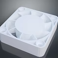 White Square Electronic Cooling Fan with Circular Center and Ventilation Design 3d model
