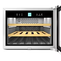 Stainless Steel Wine Cooler With Glass Door Digital Display And Wooden Shelves For Wine Bottles