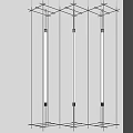 Three Long Linear Modern Chandeliers Vertically Suspended in Interior Space 3d model