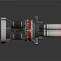 Industrial Mechanical Component Featuring Metallic Structure Red Accents Pipes And Connectors