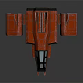 Red Sci Fi Spaceship Model With Cockpit Wings And Engines Design 3d model