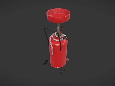 Portable Red Wheeled Canister with Bowl Shaped Top and Flexible Hose 3d model