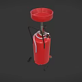 Portable Red Wheeled Canister with Bowl Shaped Top and Flexible Hose