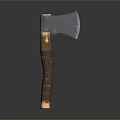 Vintage Handcrafted Axe With Leather Wrapped Wooden Handle And Metal Head