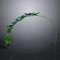 Artistic Green Leaf Curved Structure With Glossy Foliage On Gray Background 3d model