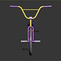 Yellow Bicycle with Purple Handlebars Seat and Silver Wheels Unique Stylish Design