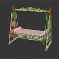 Stylish Hammock With Stand Featuring Pink And Beige Floral Pattern Design 3d model