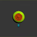 Colorful Toy Bomb Weapon Featuring Blue Green Orange Splatter Design