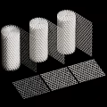 White Mesh Components Displayed in Roll and Sheet Forms with Hexagonal Pattern 3d model