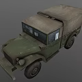 Vintage Green Military Truck With Canvas Top And Front Grille Design