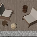 Outdoor Chairs With Wooden Frames White Cushions And Small Round Tables On Wooden Deck