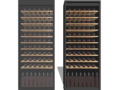 Elegant Modern Wine Cabinet With Multiple Wooden Shelves For Bottle Storage 3d model