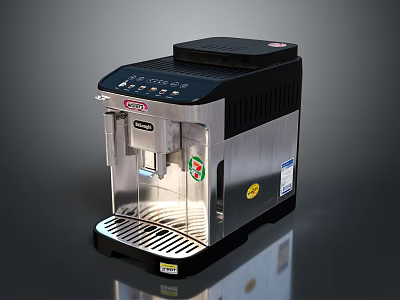Automatic Stainless Steel Coffee Machine With Digital Display For Home Use 3d model