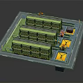 Logistics Center Model With Green Storage Containers Red Machinery And Yellow Loading Zones