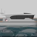 Modern Luxury Yacht Featuring Spacious Deck Glass Windows And Calm Water Reflection