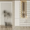 Transparent Glass Block Wall in Modern Interior Design with Light Effect and Wooden Floor
