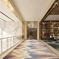 Modern Luxurious Hotel Public Lounge Area With Sofa Armchairs And Decorative Ceiling