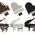 Grand Pianos In Brown White Black With Matching Stools For Music Instruments