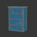 Distressed Blue Chest of Drawers With Four Drawers And Metal Drawer Pulls