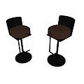 Modern Bar Stools With Black Backrest Light Gray Cushion And Metal Frame 3d model