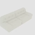 Modern Two Seater Sofa With Cream Leather Upholstery And Tufted Button Design 3d model