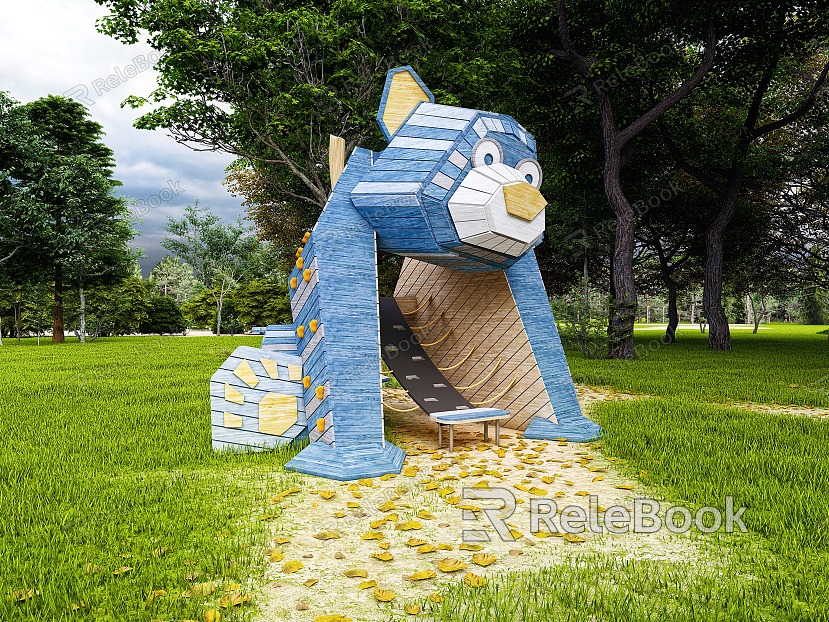 Wooden amusement facilities Animal bear Children's activity area model