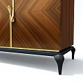 Elegant Wooden TV Cabinet With Geometric Pattern Gold Handles And Black Legs
