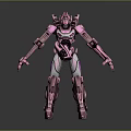 Futuristic Pink Humanoid Robot Character With Mechanical Armor And Detailed Structure Design