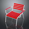 Red and White Metal Frame Leisure Chair with Striped Seat and Backrest