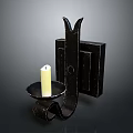 Black Metal Wall Mounted Candle Holder With White Candle On Dark Background