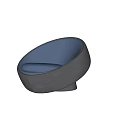 Modern Round Leisure Chair With Blue Cushion And Gray Minimalist Design