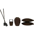 Charming Garden Accessories with Shovels Wooden Bucket Clay Pot and Soil