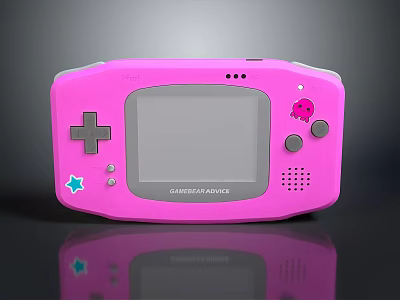 Pink Gameboy Advance Handheld Game Console With D pad Screen And Decorative Elements 3d model