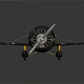 Vintage Yellow and Black Passenger Aircraft Biplane 3D Model with Propeller and Double Wings