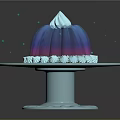 Elegant Jelly Cake on Silver Tray with Gradient Color Cream Swirl and Small Decorations