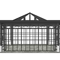 Modern Glass Gazebo Structure With Metal Frame Columns And Arched Roof