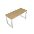 Minimalist Modern Desk With Light Wooden Top And White Metal Legs For Home Office