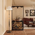 Decorative Room Divider With Floral Pattern And Vase In Living Room With Red Sofa
