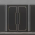 Elegant Modern Interior Design Featuring Black Double Doors With Gold Accents 3d model