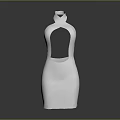 Elegant Modern White Sleeveless Dress With High Neck Cutout Design