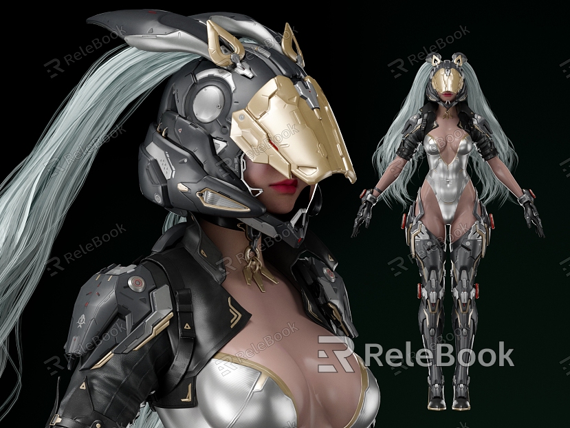 Game Characters Virtual Characters Cyberpunk Mecha Rabbit Female Characters Sick Beauty Women's Double Ponytail model