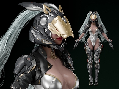 Game Characters Virtual Characters Cyberpunk Mecha Rabbit Female Characters Sick Beauty Women's Double Ponytail model