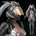 Game Characters Virtual Characters Cyberpunk Mecha Rabbit Female Characters Sick Beauty Women's Double Ponytail 3d model