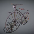 Vintage Bicycle With Large Front Wheel Small Rear Wheel And Leather Seat