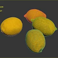 Four Fresh Yellow Lemons On Shiny Dark Surface With Reflections And Natural Texture