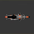 Gray Motorcycle with Orange Accents Black Seat Silver Exhaust on Gray Background with Reflection